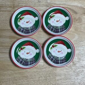 Holly Hill Set 4 Snowman Christmas Holiday Sauce Cups 3.5 in holiday VTG whimsy